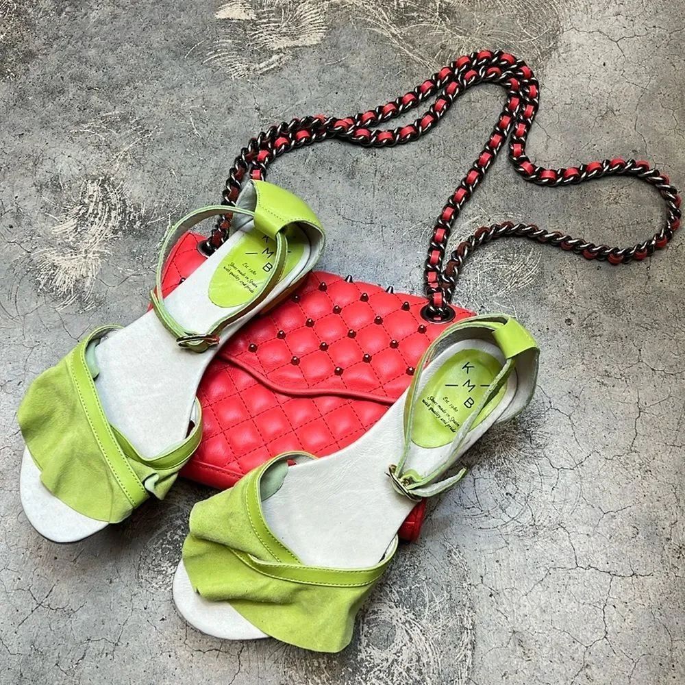 * KMB brand green, suede, sandals, quality shoes made in Spain